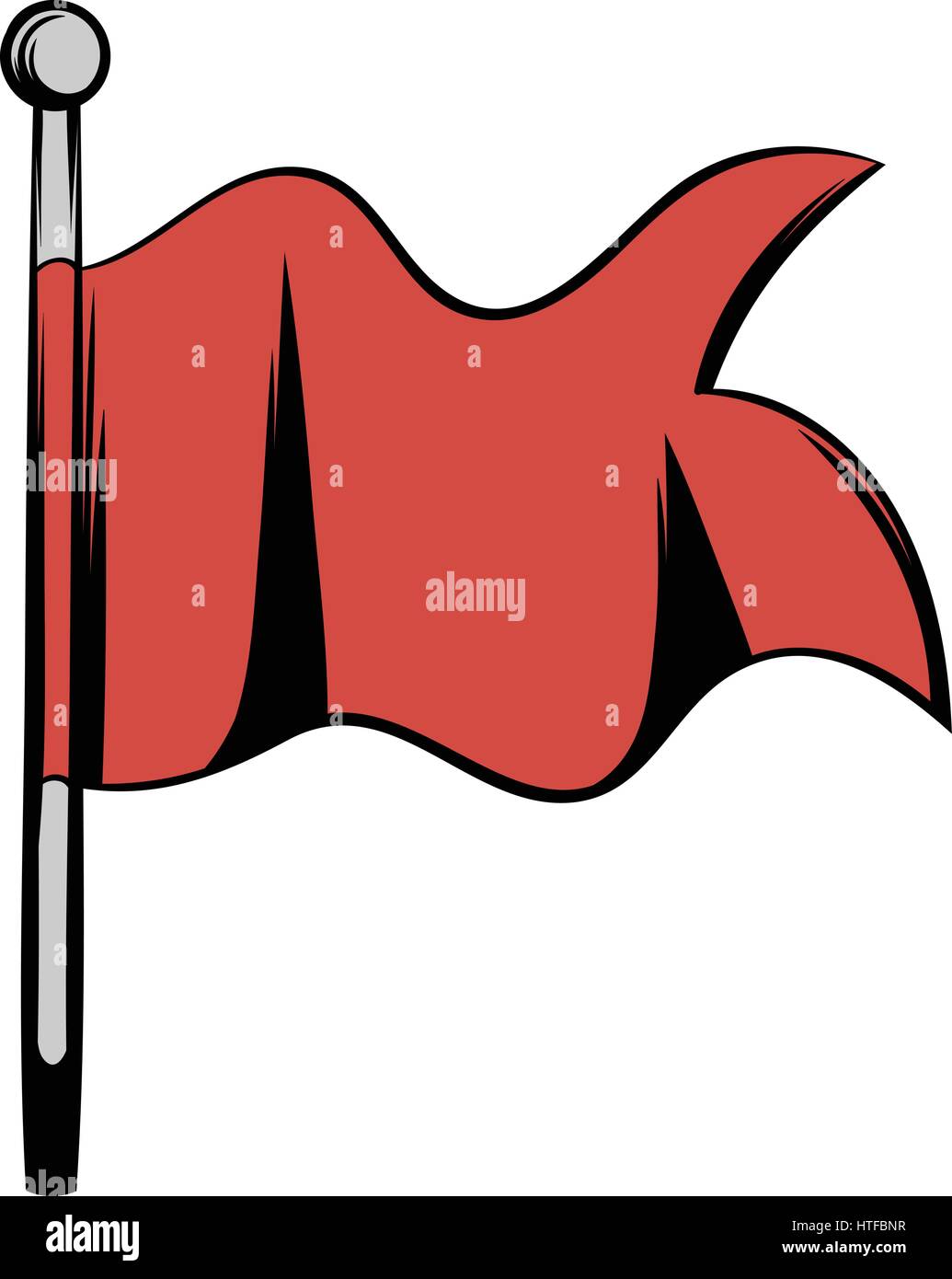 Piquer avec un drapeau rouge dans l'icône de style cartoon vector illustration isolé Illustration de Vecteur