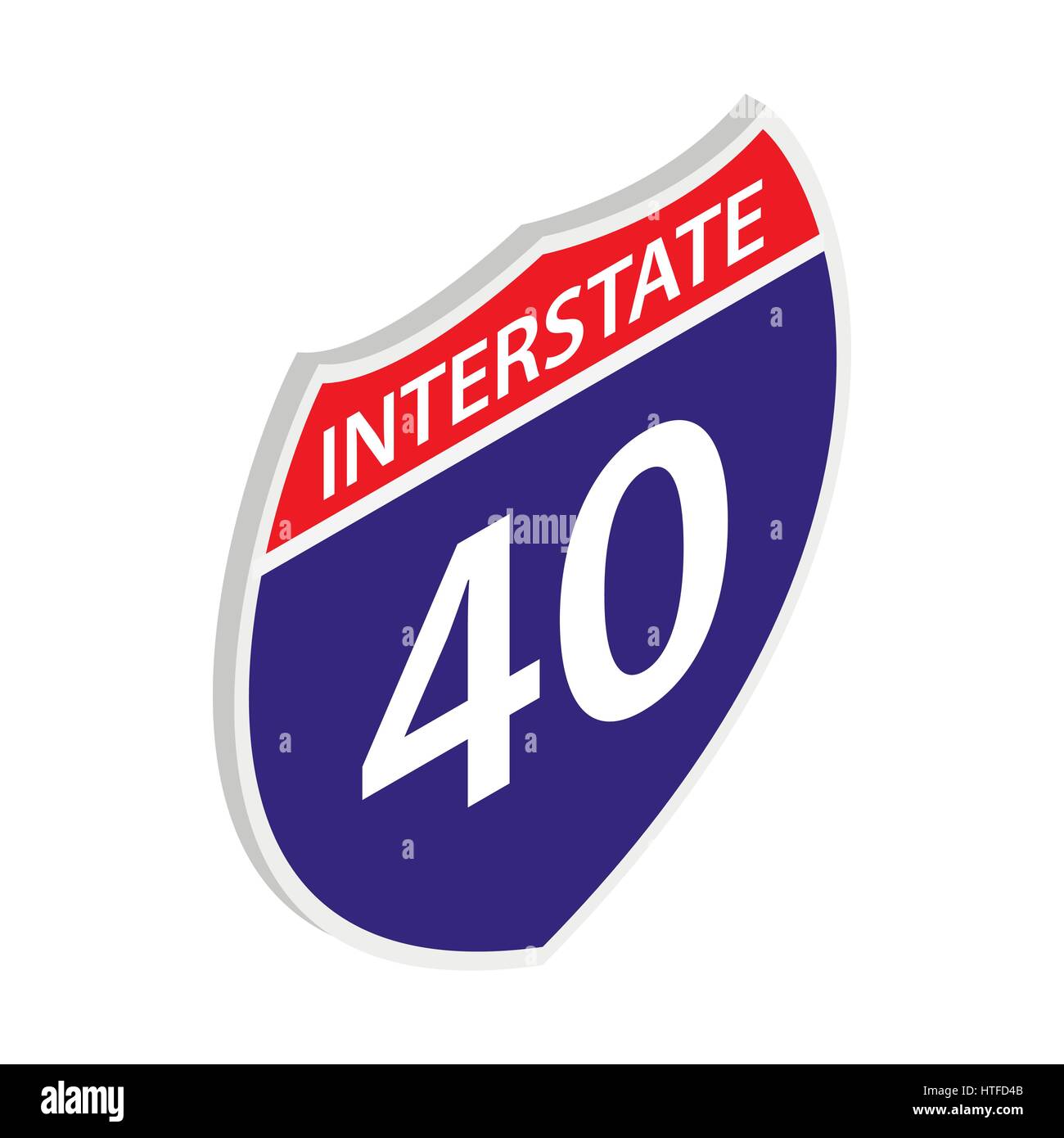 L'Interstate 40, l'icône de signe style 3D isométrique Illustration de Vecteur