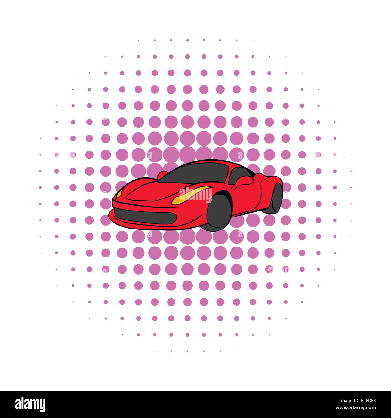 Icône de voiture rouge, style BD Illustration de Vecteur