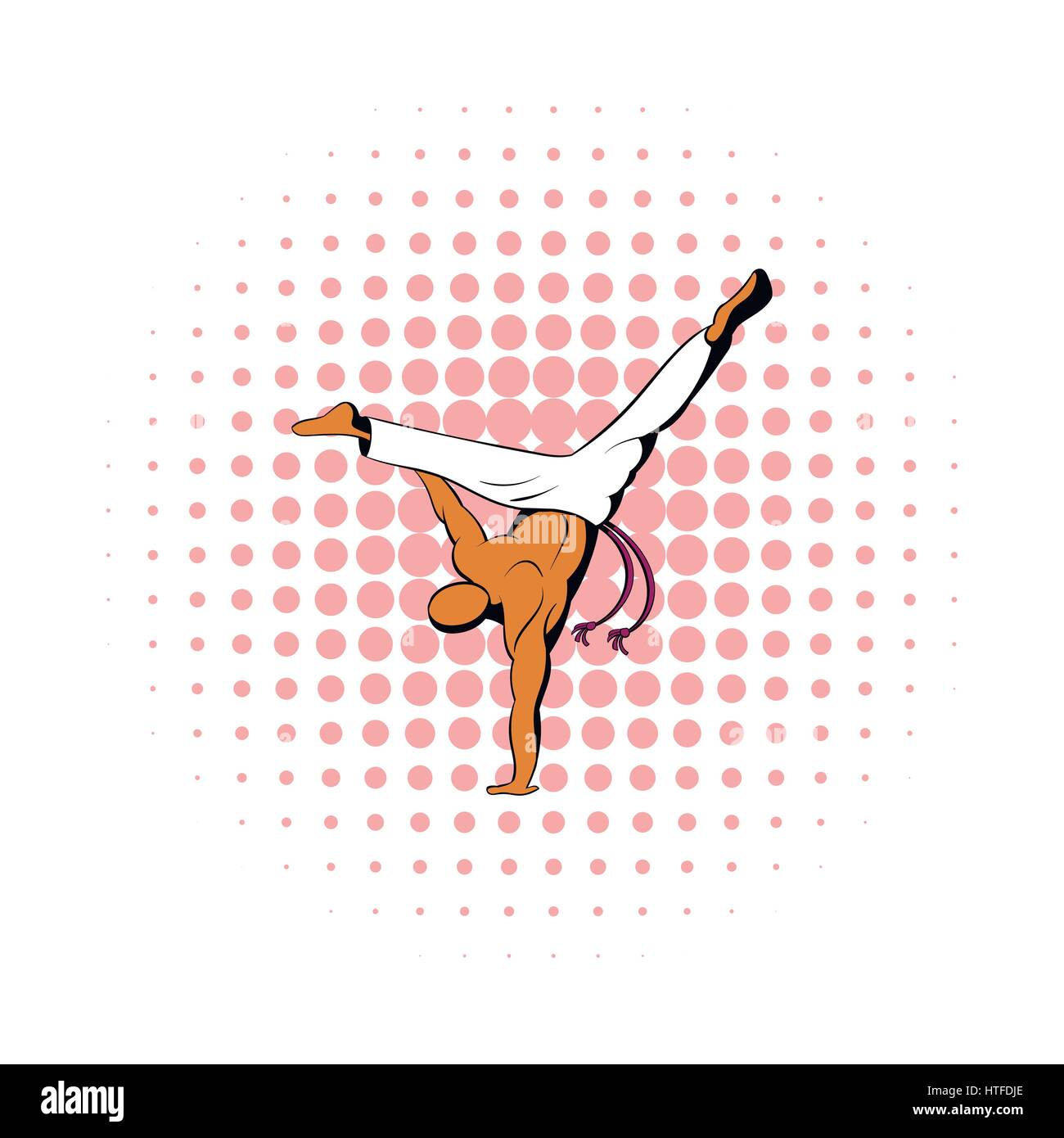 Danseur de capoeira, l'icône de style bande dessinée Illustration de Vecteur