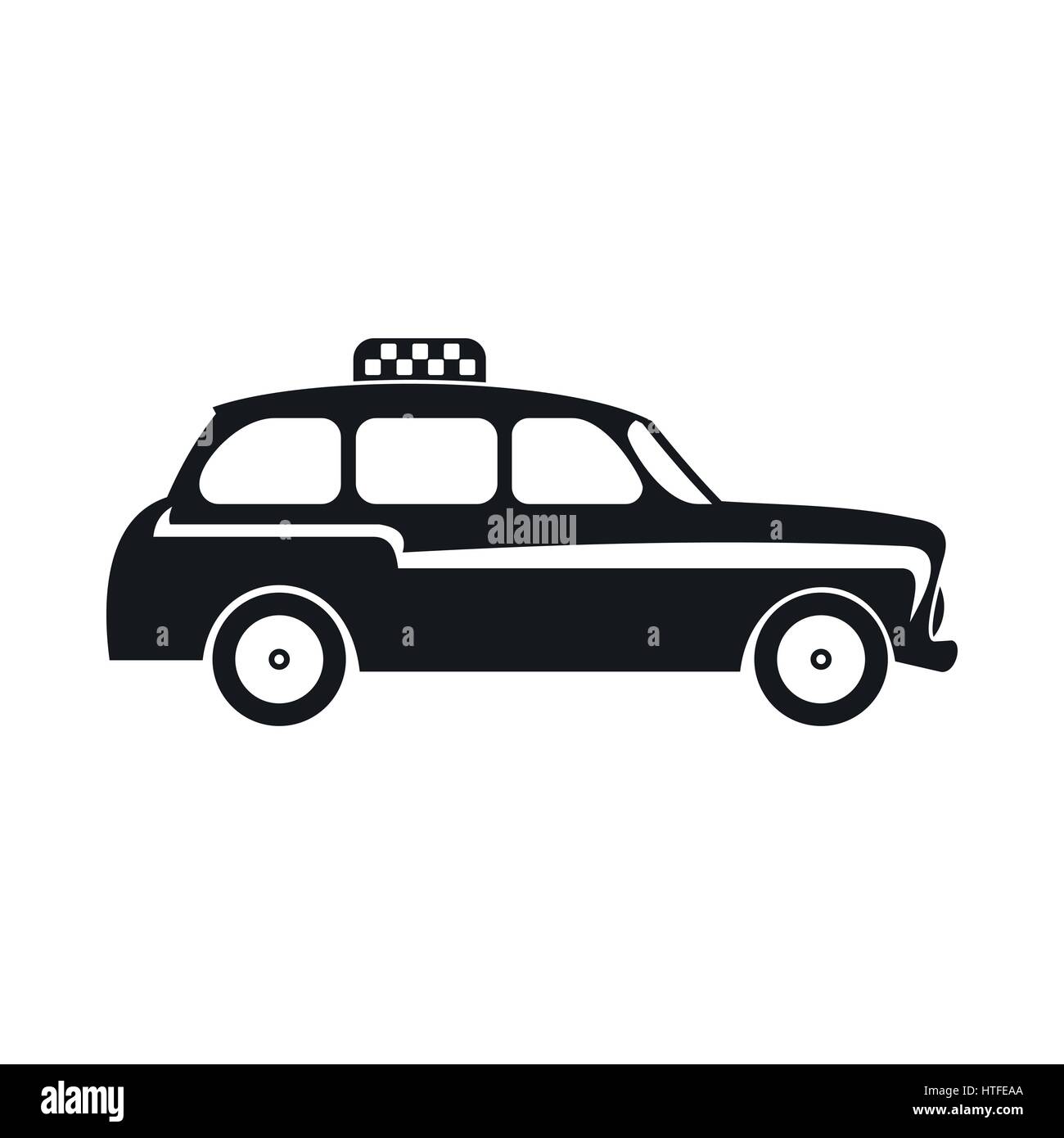 London taxi noir, icône de style simple. Illustration de Vecteur