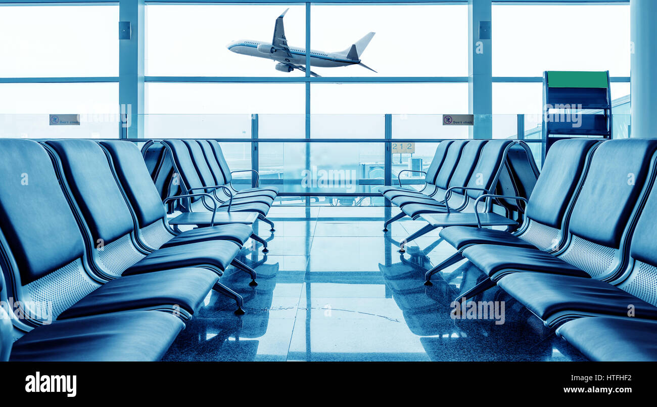 Banc dans le shanghai airport.interior de l'aéroport. Banque D'Images