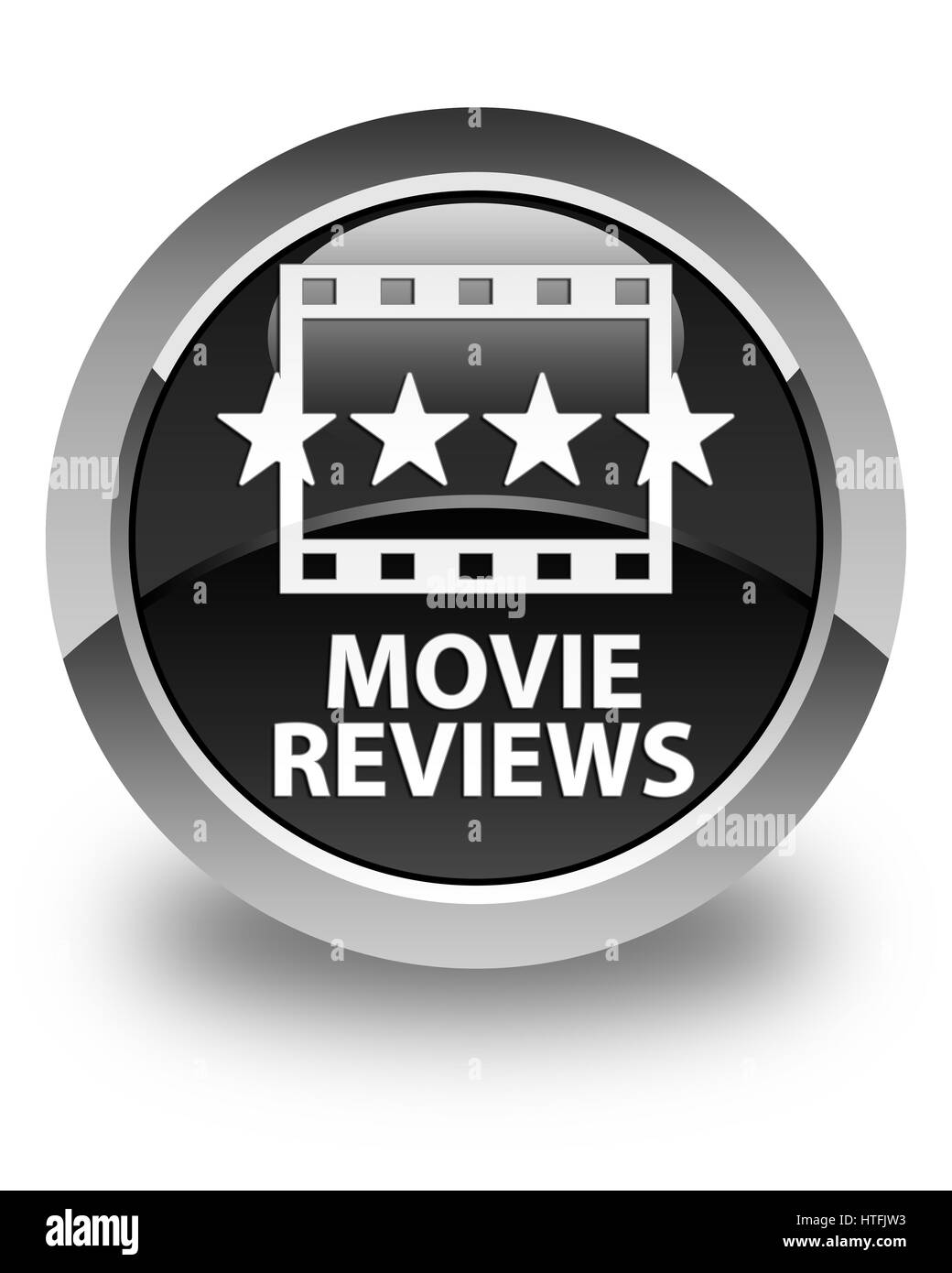 Critiques du film isolé sur bouton rond noir brillant abstract illustration Banque D'Images