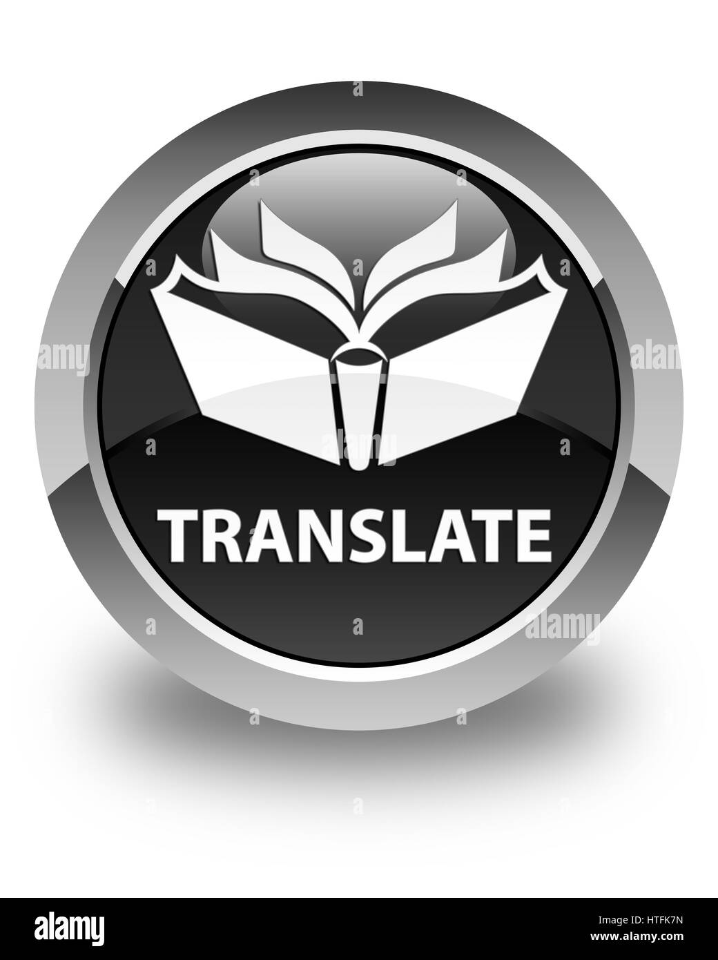 Translate isolé sur bouton rond noir brillant abstract illustration Banque D'Images