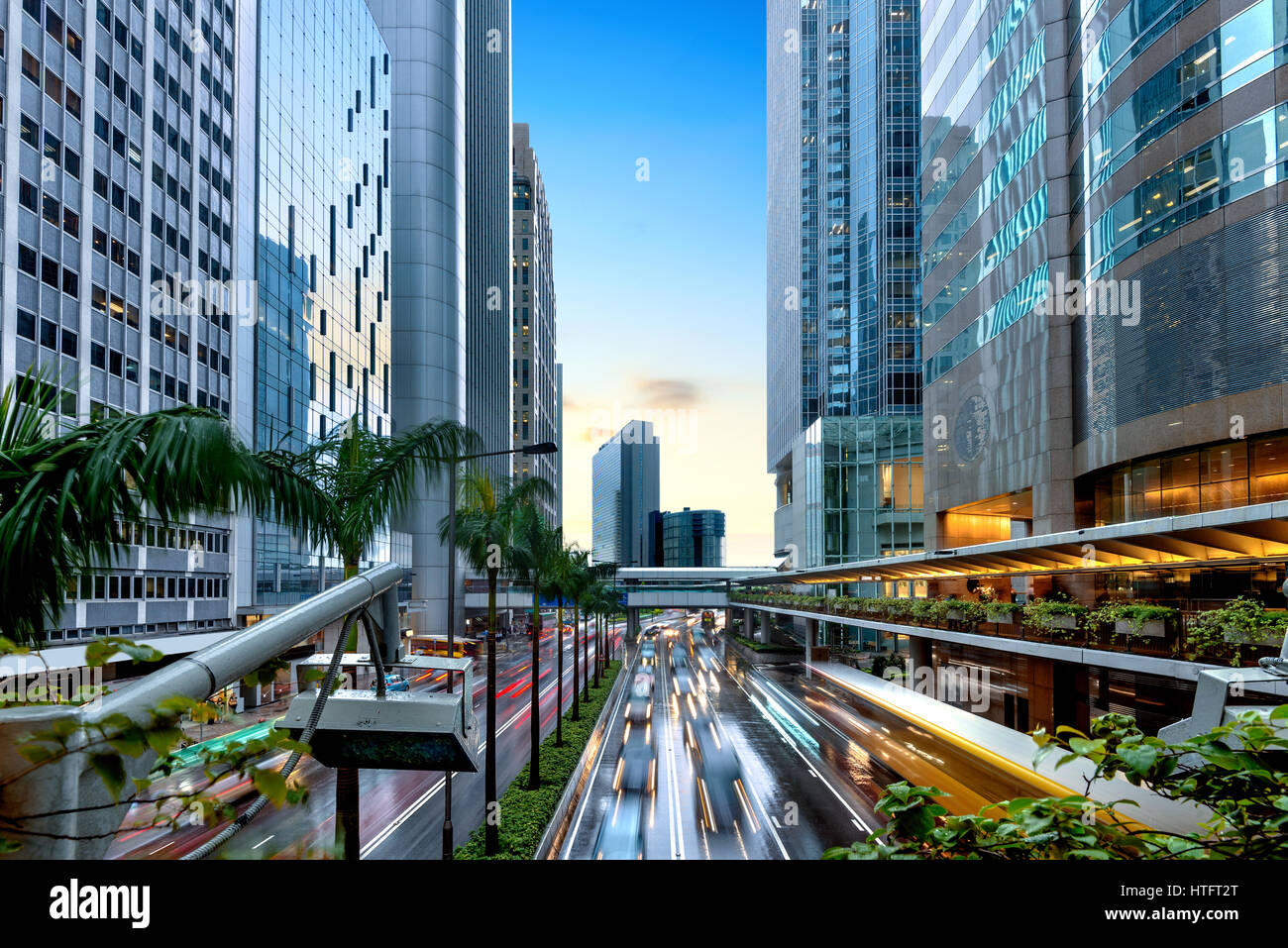 Vue de nuit sur le quartier financier de Hong Kong Banque D'Images