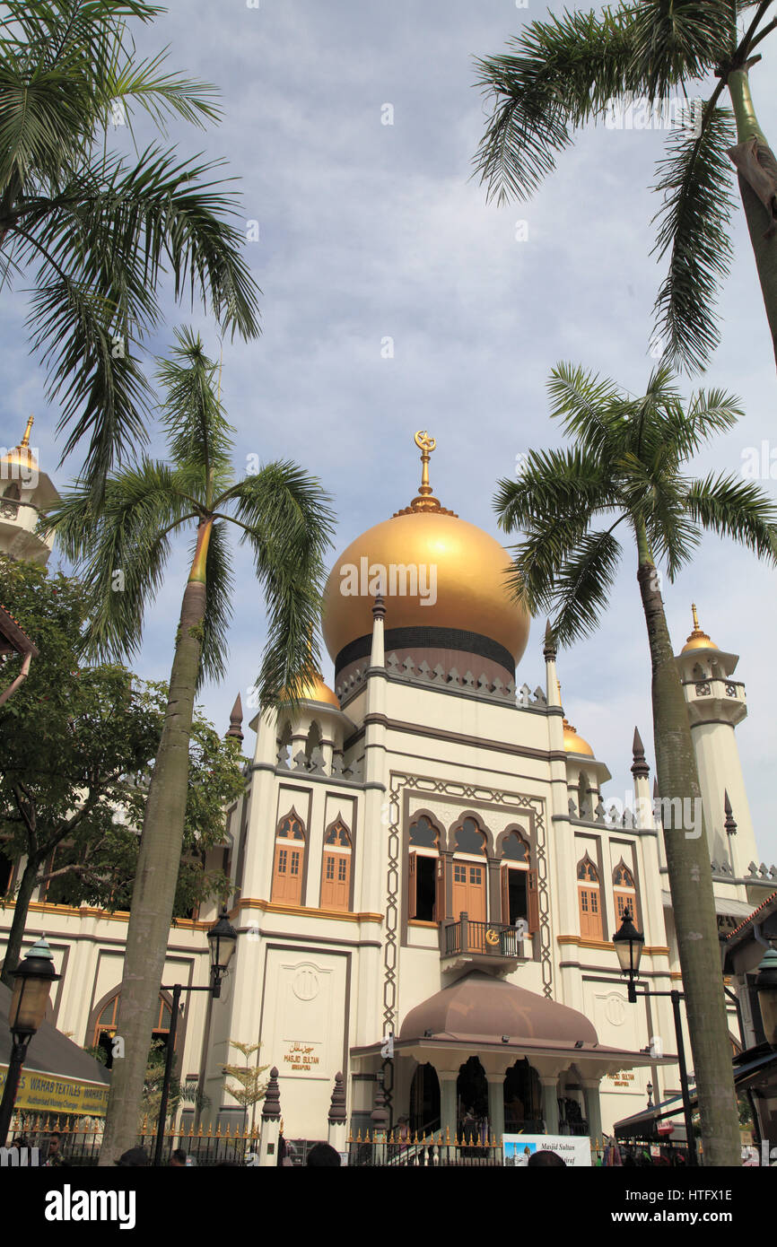 Singapour, quartier arabe, la Mosquée Sultan, Banque D'Images