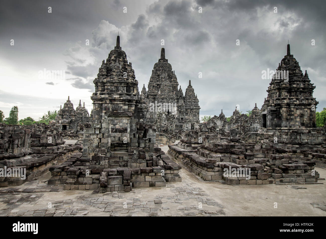 Sewu temple bouddhiste Mahayana situé près de Prambanan dans le centre de Java, Indonésie Banque D'Images