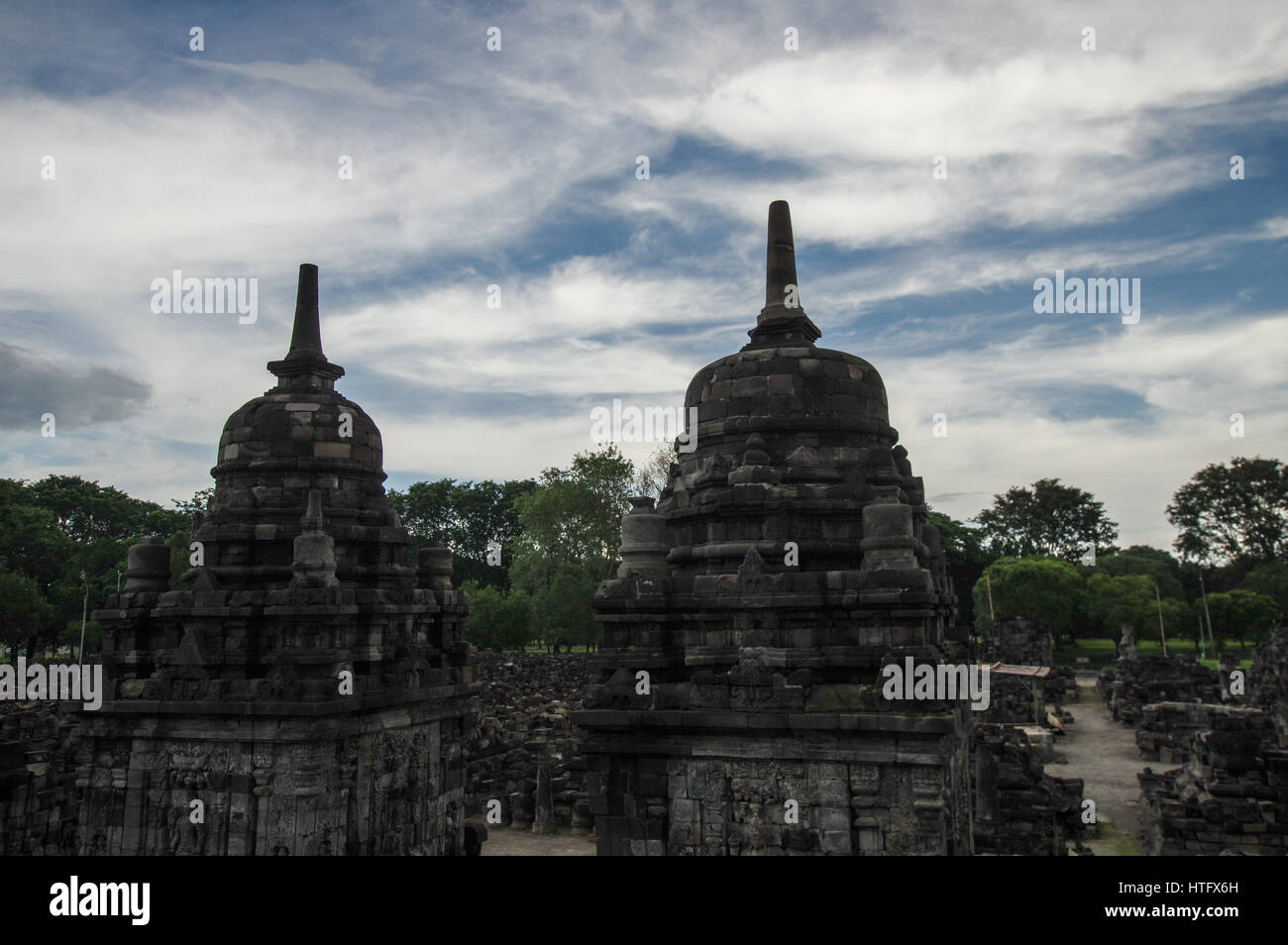 Sewu temple bouddhiste Mahayana situé près de Prambanan dans le centre de Java, Indonésie Banque D'Images