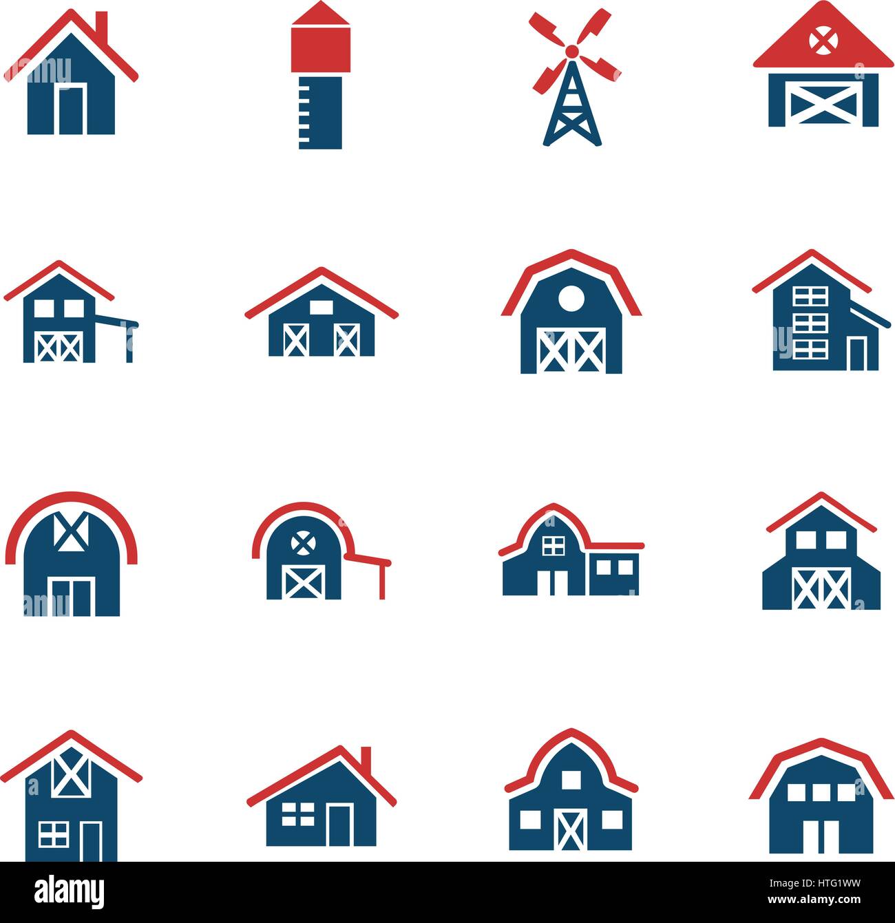 Bâtiment de ferme web icons pour la conception d'interface utilisateur Illustration de Vecteur