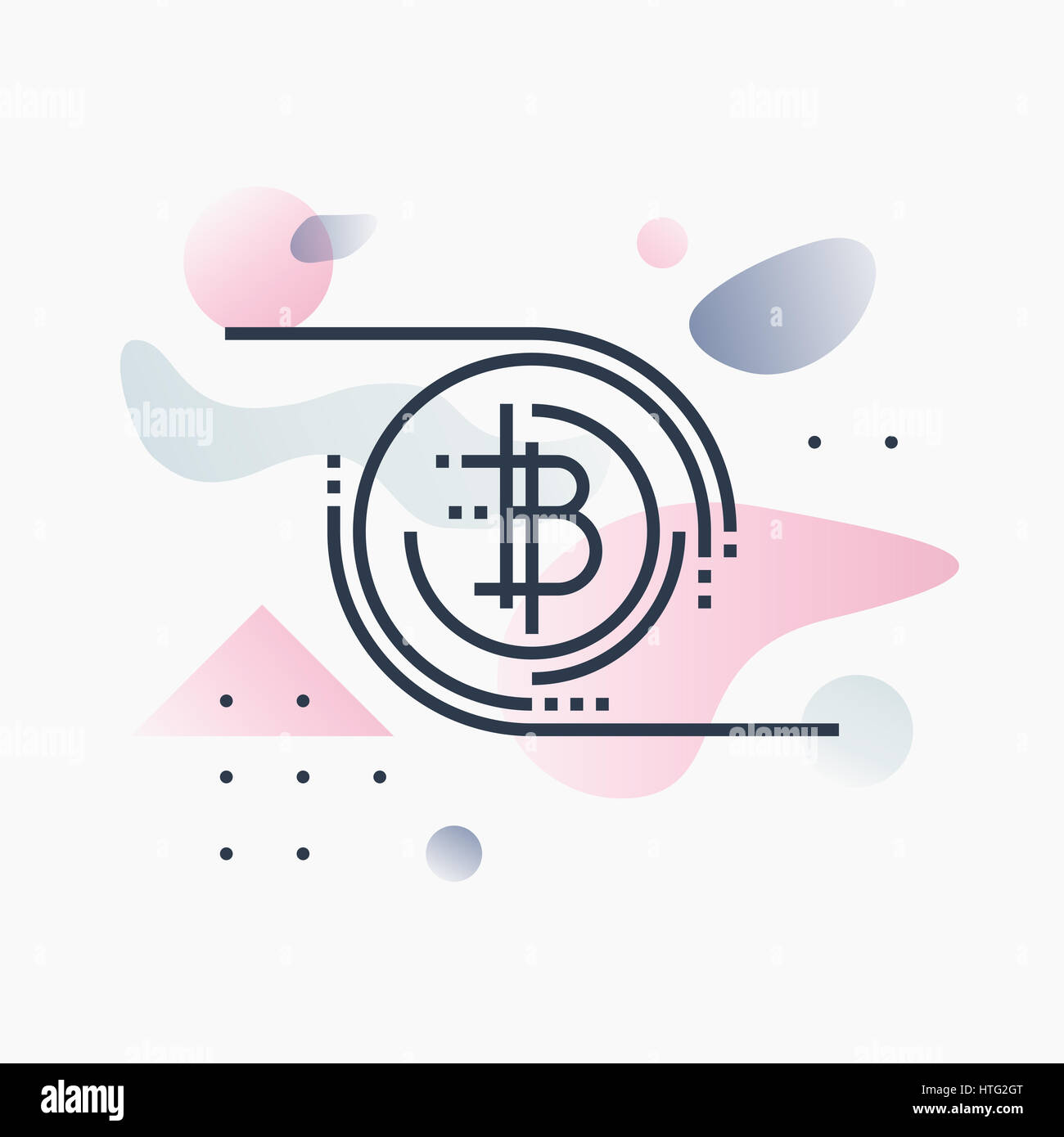 La technologie virtuelle Bitcoin, cryptocurrency services. Abstract illustration concept. Banque D'Images