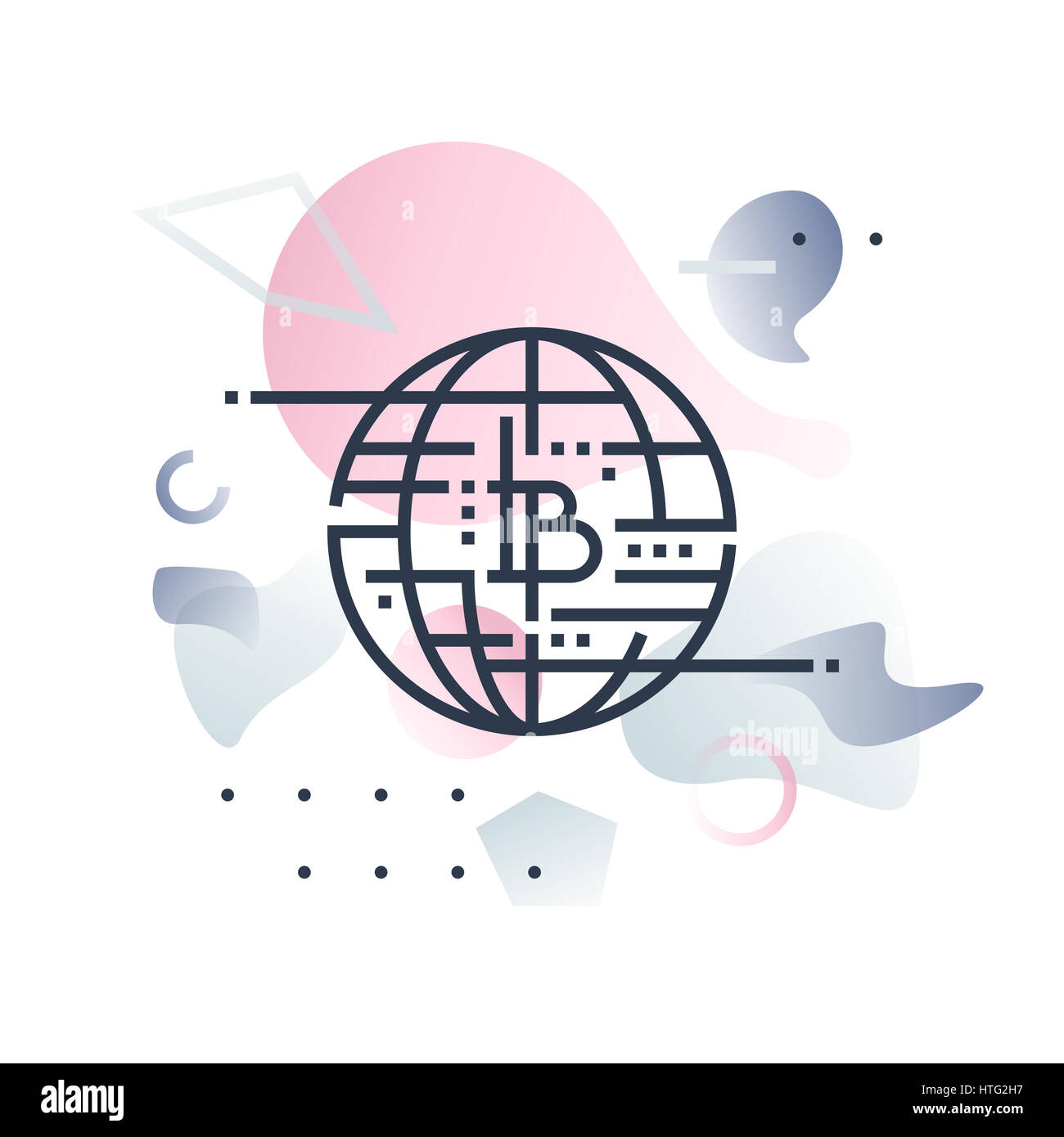 L'argent et l'avenir du système monétaire mondiale d'innovation. Abstract illustration concept. Banque D'Images