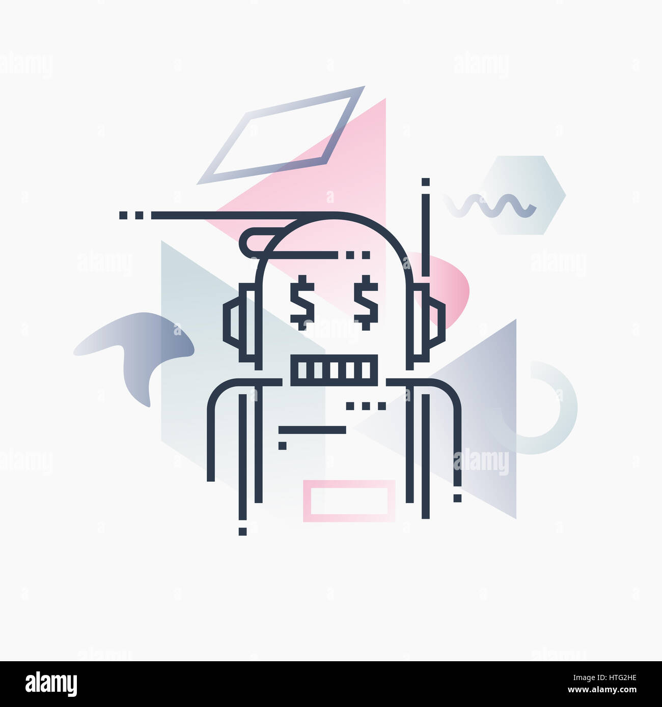 Robo-conseiller, service financier de l'intelligence artificielle. Abstract illustration concept. Banque D'Images