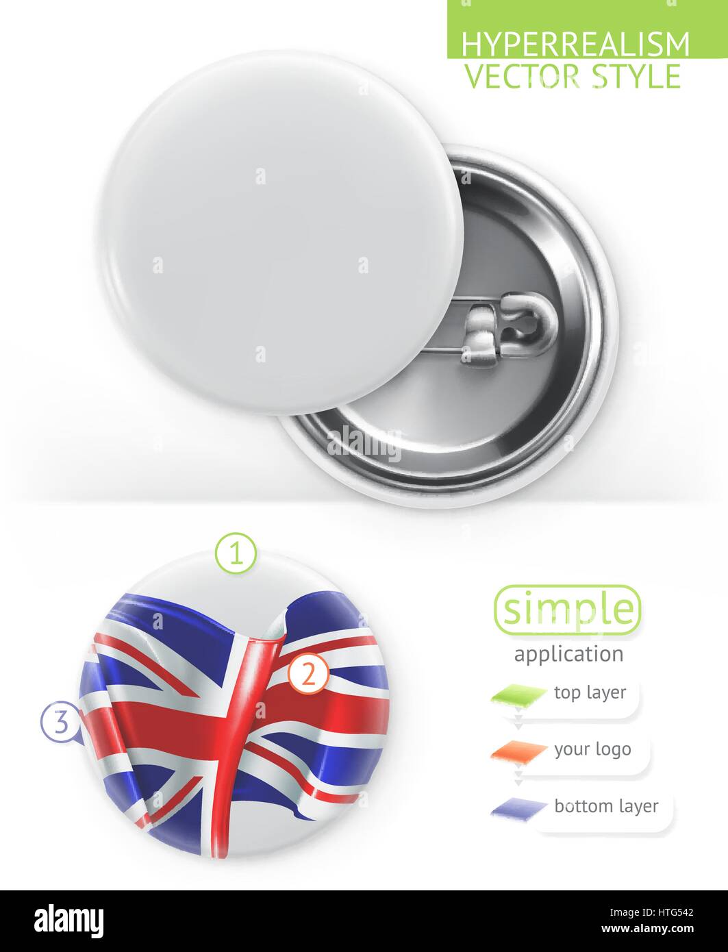 Blank white badge, vecteur d'application simple style hyperréalisme Illustration de Vecteur