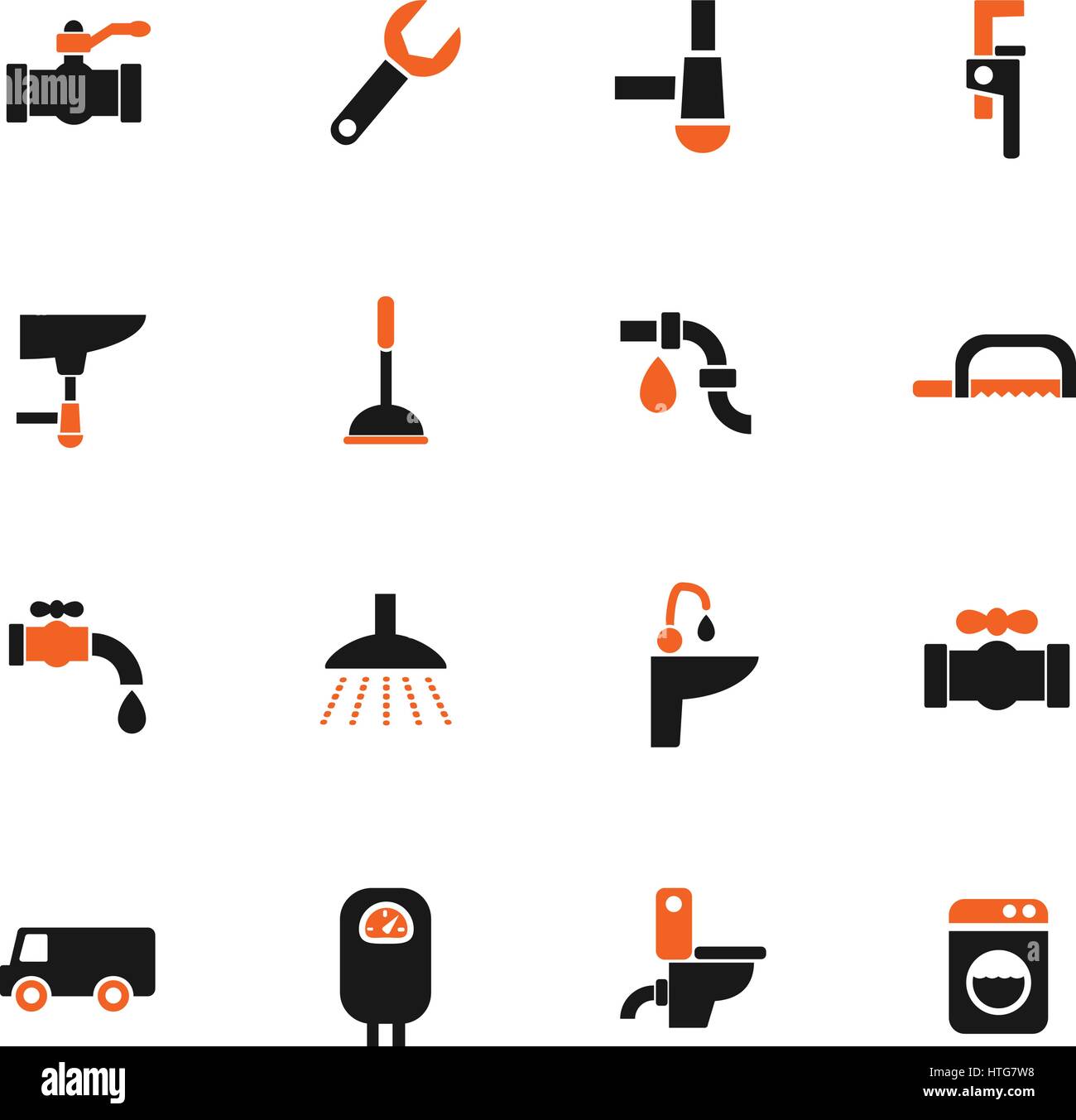 Web service de plomberie et d'icônes pour la conception d'interface utilisateur Illustration de Vecteur