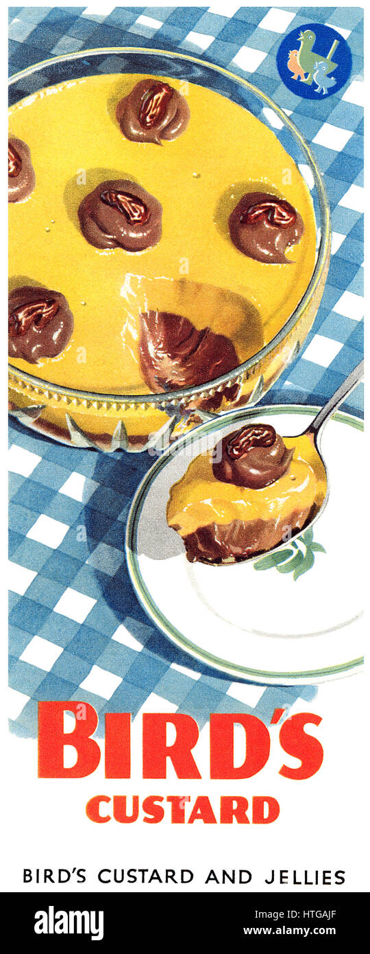 1947 La publicité pour la crème anglaise en poudre. Banque D'Images