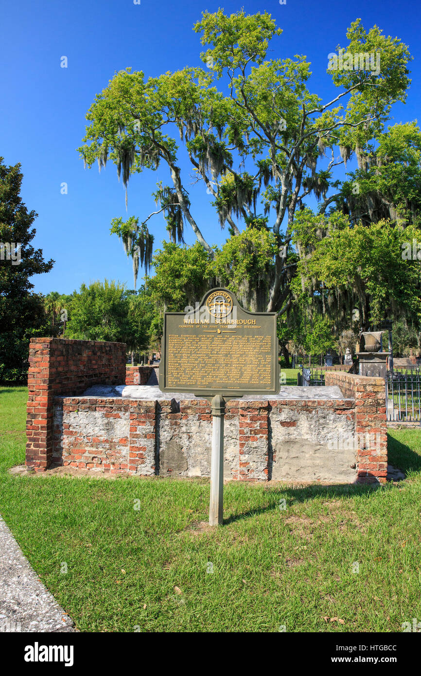 Tombe de William Scarbrough, début de promoteur de vapeur transocéaniques, cimetière du parc Colonial de Savannah, Géorgie. Banque D'Images