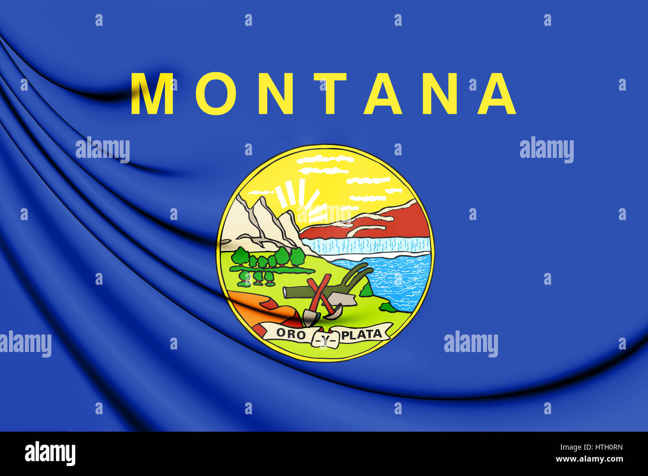 Pavillon 3D du Montana, USA. 3D Illustration. Banque D'Images