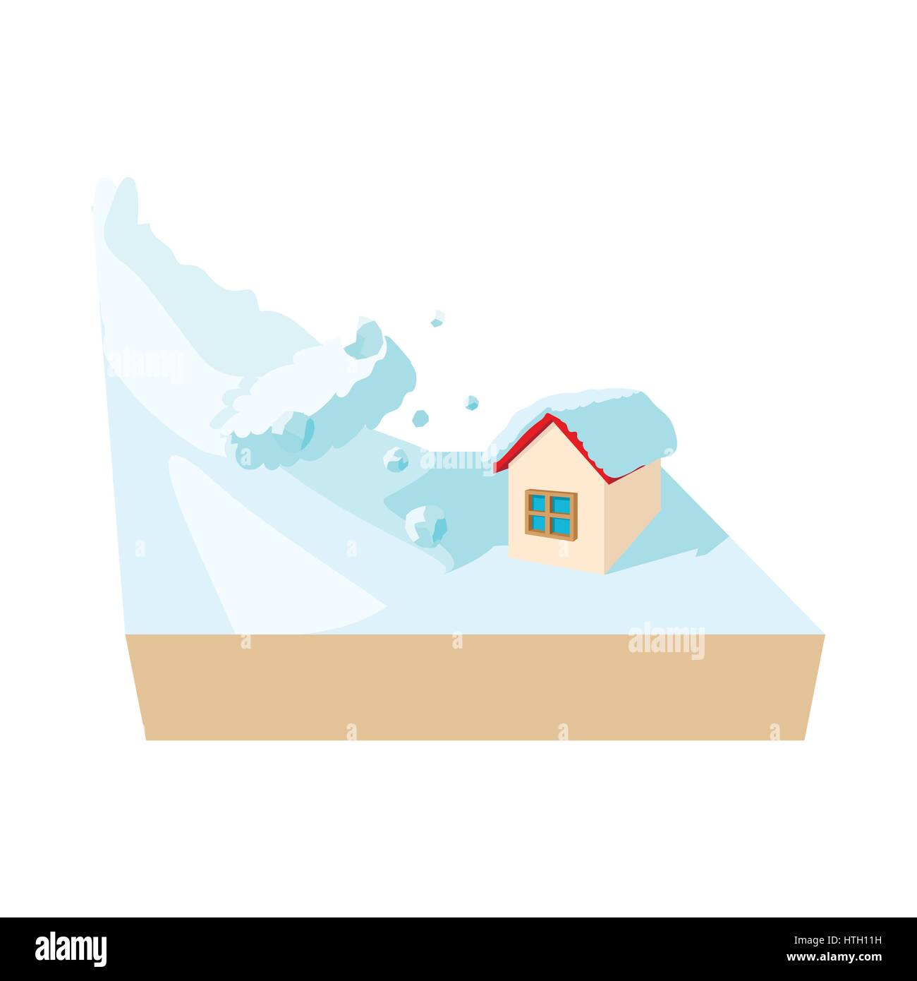 Chambre touchée par l'icône d'avalanche, cartoon style Illustration de Vecteur