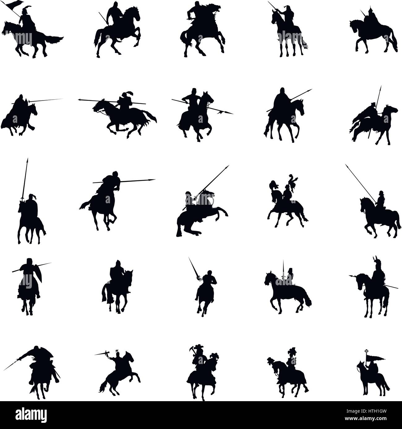 Cheval et cavalier ensemble silhouette Illustration de Vecteur