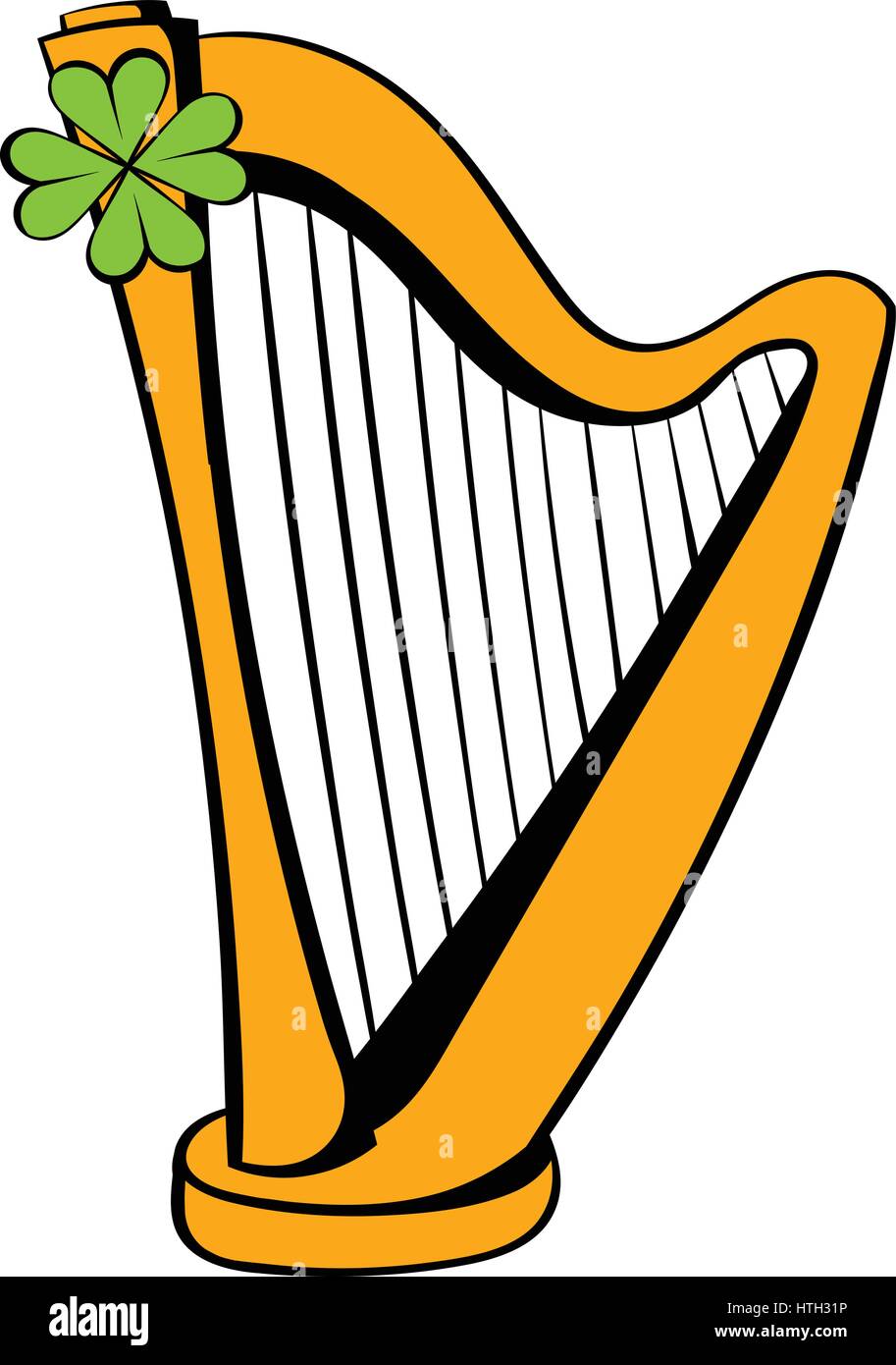 La harpe et le trèfle d'or, l'icône icône cartoon Illustration de Vecteur
