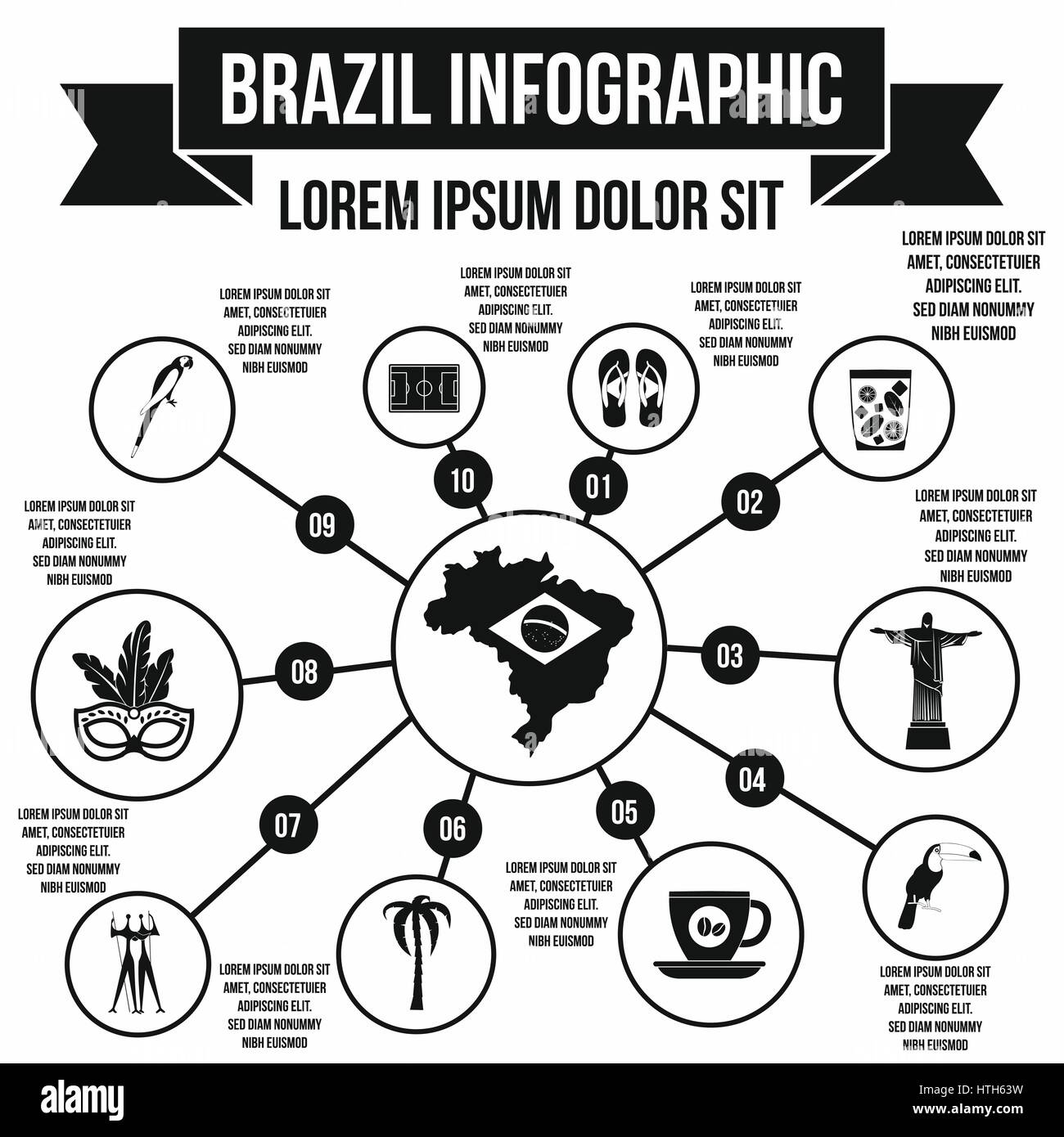 Infographie - Au Brésil, les éléments de style simple Illustration de Vecteur