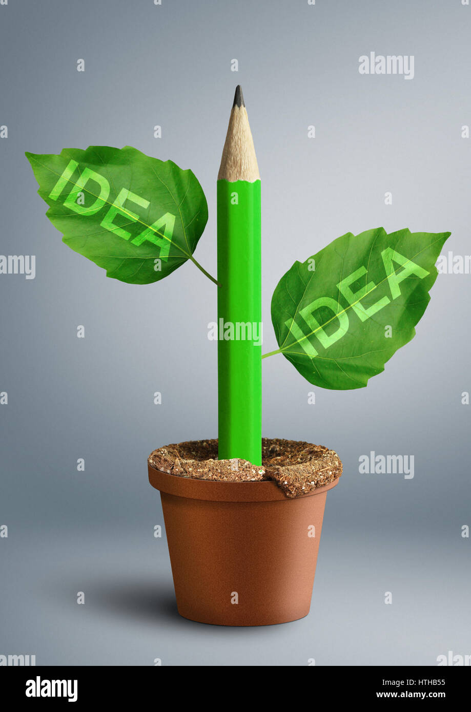 Nouveau concept d'idées, un crayon avec des feuilles comme stem Banque D'Images