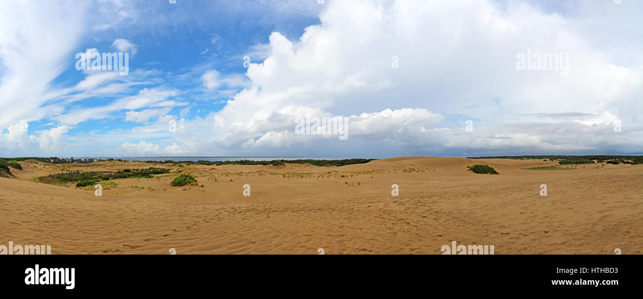 Vue panoramique sur les dunes de sable et de l'Albemarle Sound haut de jockeys Ridge State Park à Nags Head sur les Outer Banks de Caroline du Nord. Banque D'Images