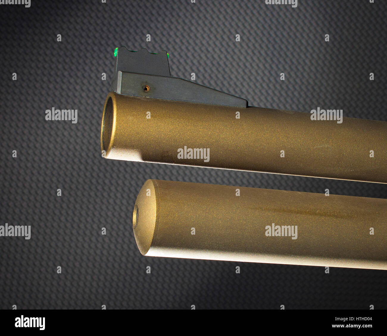 Canon de fusil de couleur or avec fibres optiques et la vue et revue du tube Banque D'Images