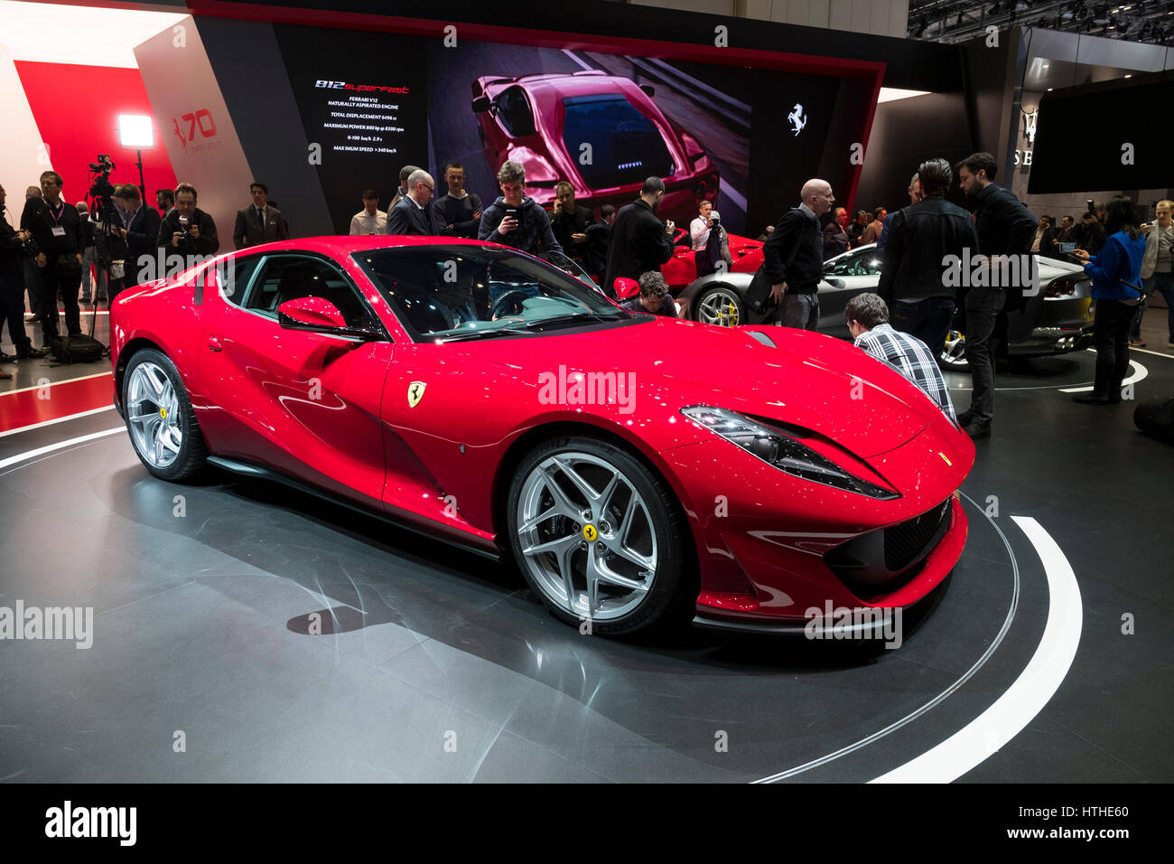 Lancement de Ferrari 812 Superfast au 87e Salon International de l'Automobile à Genève Suisse 2017 Banque D'Images