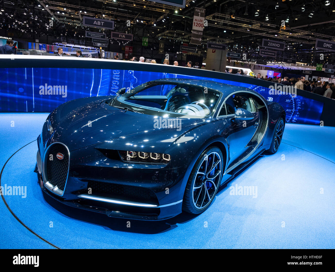 Nouvelle Bugatti Chiron à 87e Salon International de l'Automobile à Genève Suisse 2017 Banque D'Images
