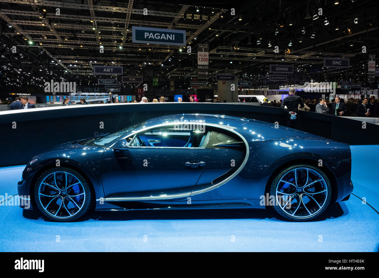 Nouvelle Bugatti Chiron à 87e Salon International de l'Automobile à Genève Suisse 2017 Banque D'Images