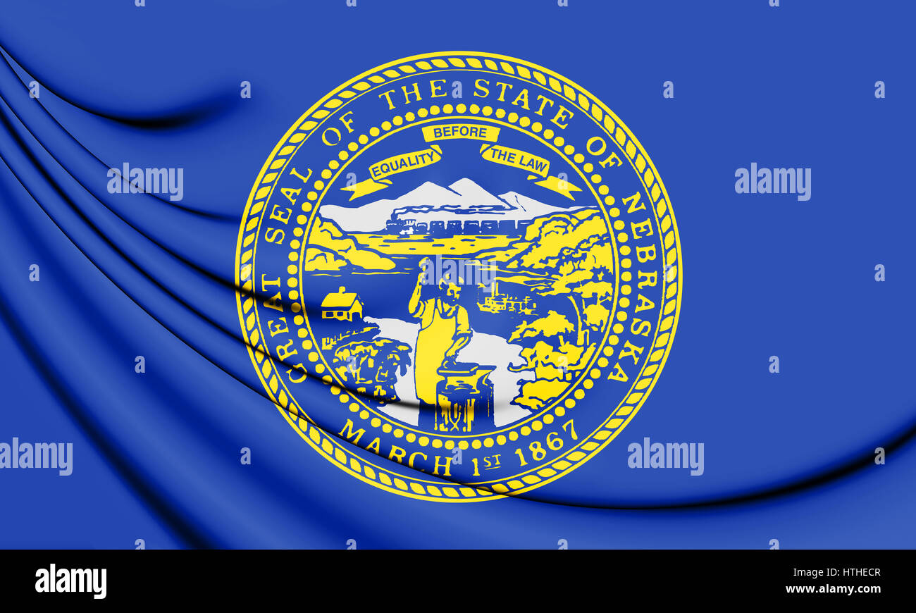 3D'un drapeau du Nebraska, USA. 3D Illustration. Banque D'Images