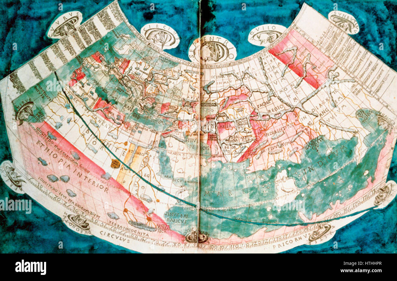 Une carte du monde basée sur une description par Claudius Ptolemaeus d'Alexandrie Banque D'Images