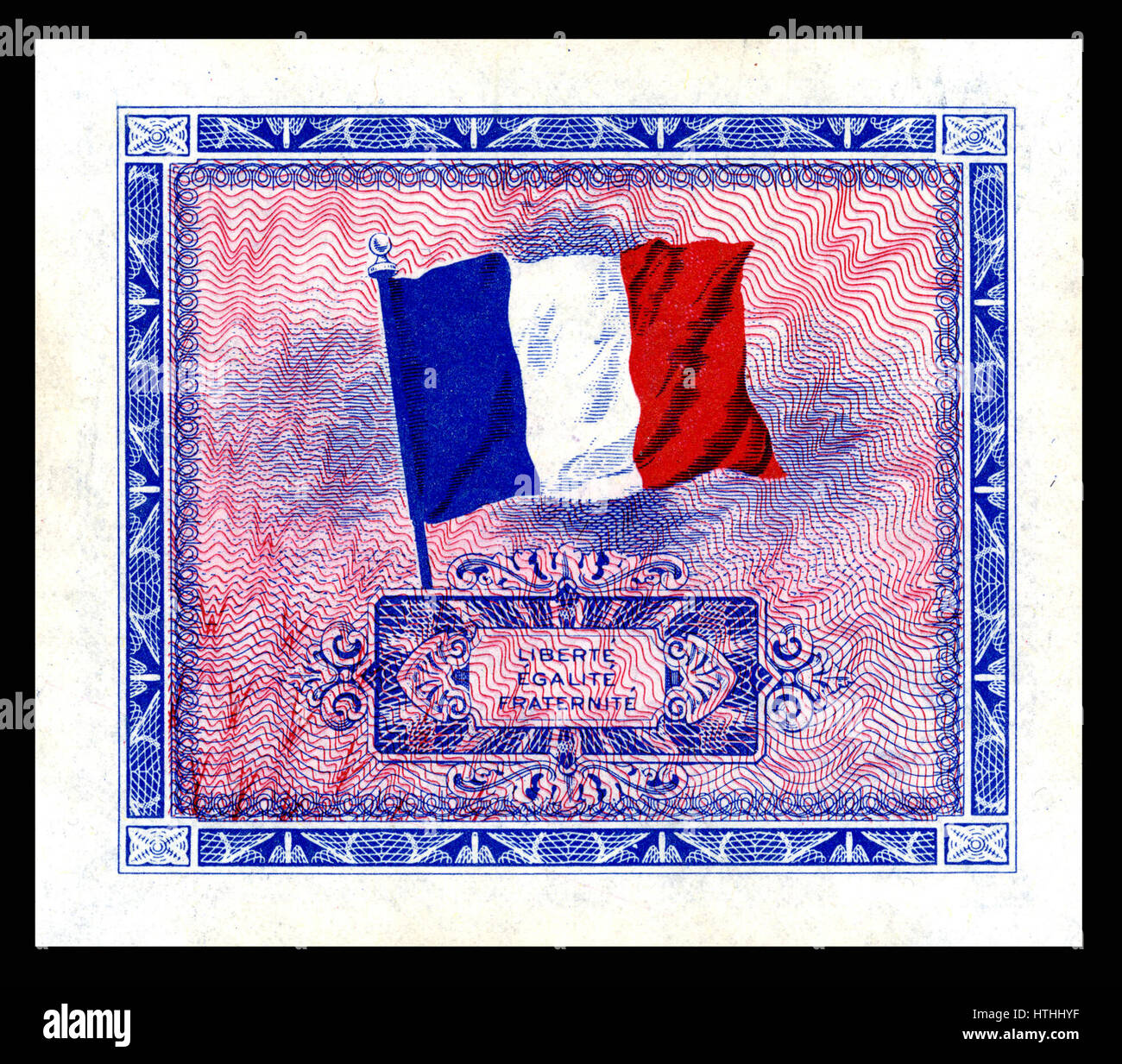 FRA-114-Currency-Reverse militaires alliées pour 2, 5, 10 notes Franc (1944) Banque D'Images