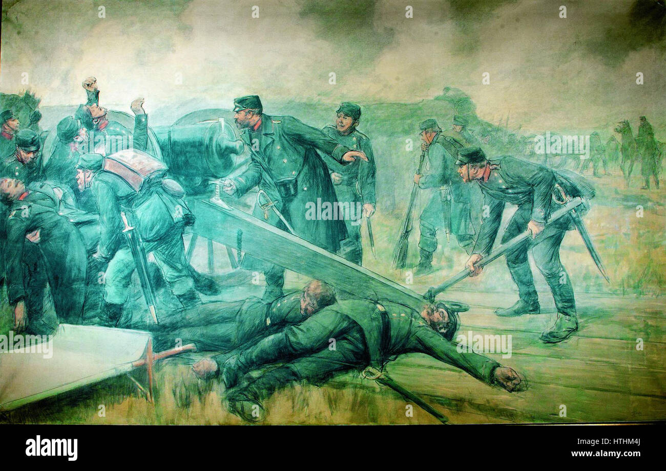 Cette peinture, intitulée 'Kaptajn Hertel ved Mysunde', représente le capitaine Hertel à Mysunde, en se concentrant sur le contexte naval et militaire de l'époque. La pièce capture l'essence de la vie navale du XIXe siècle et le caractère du capitaine. Banque D'Images