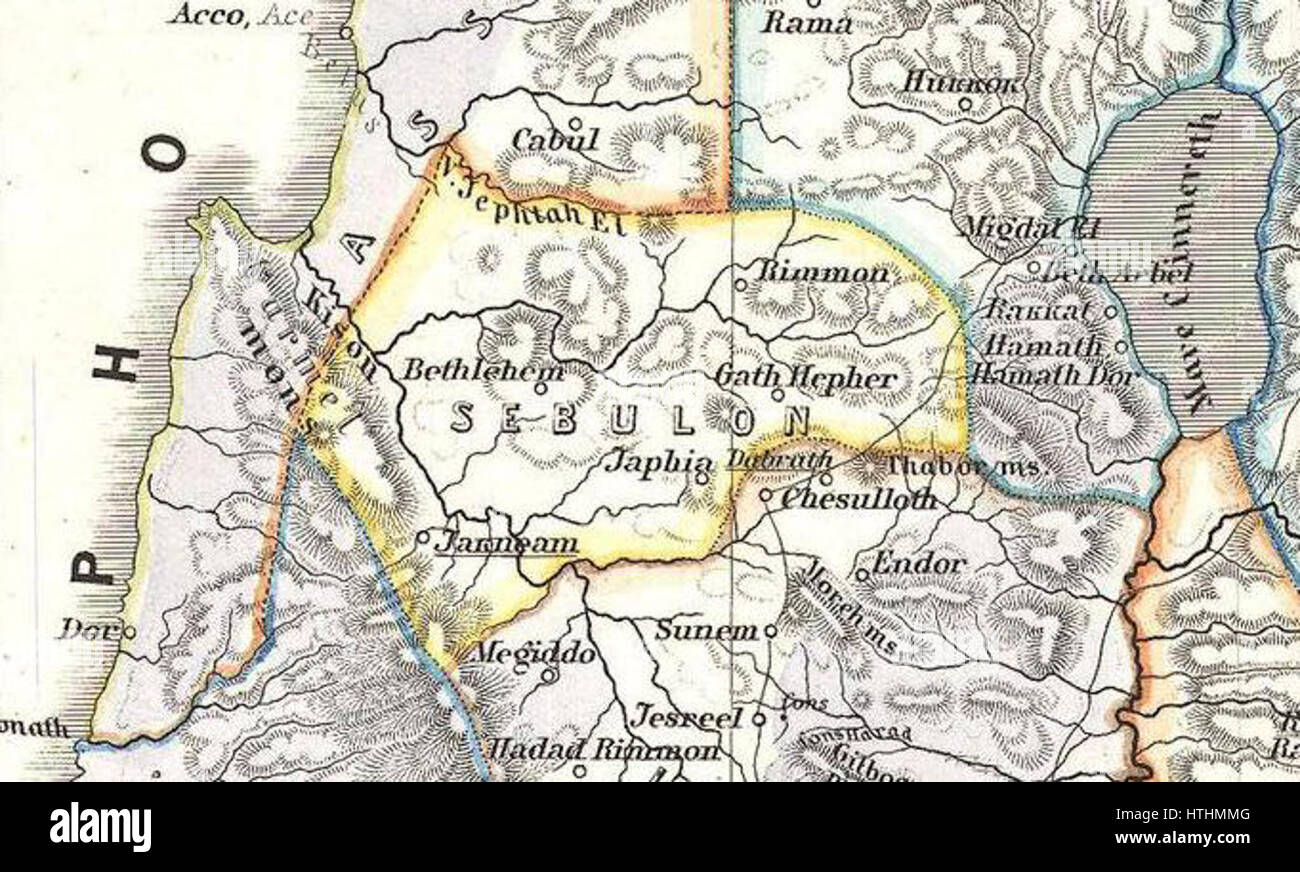 Sebulon. Carte d'Israël 1865 Spruner, Canaan, ou de la Palestine dans l'Antiquité - Geographicus - Canaan-spruner-1865 Banque D'Images