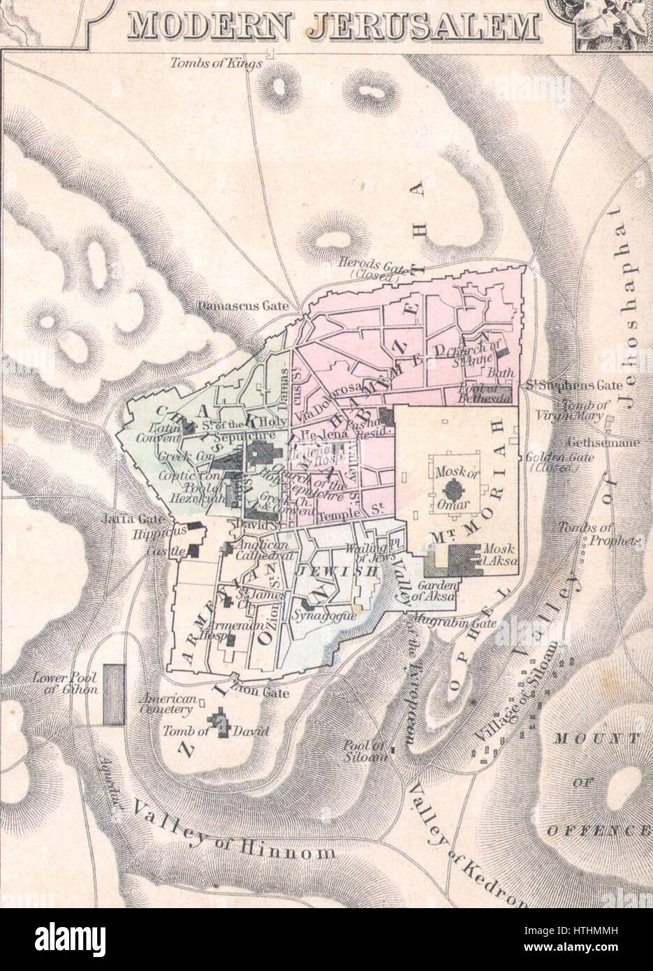 Jérusalem moderne. Mitchell 1864 Carte de la Palestine, d'Israël ou la Terre Sainte - Geographicus - Palestine 951-1860 Mitchell Banque D'Images