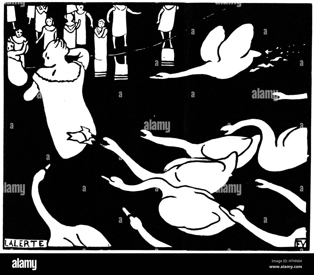 'L'alerte' est un tableau français de 1895, capturant une scène dramatique de tension et d'émotion. La pièce reflète les angoisses et les préoccupations de la fin du XIXe siècle, souvent associées aux changements et aux troubles sociétaux. Banque D'Images