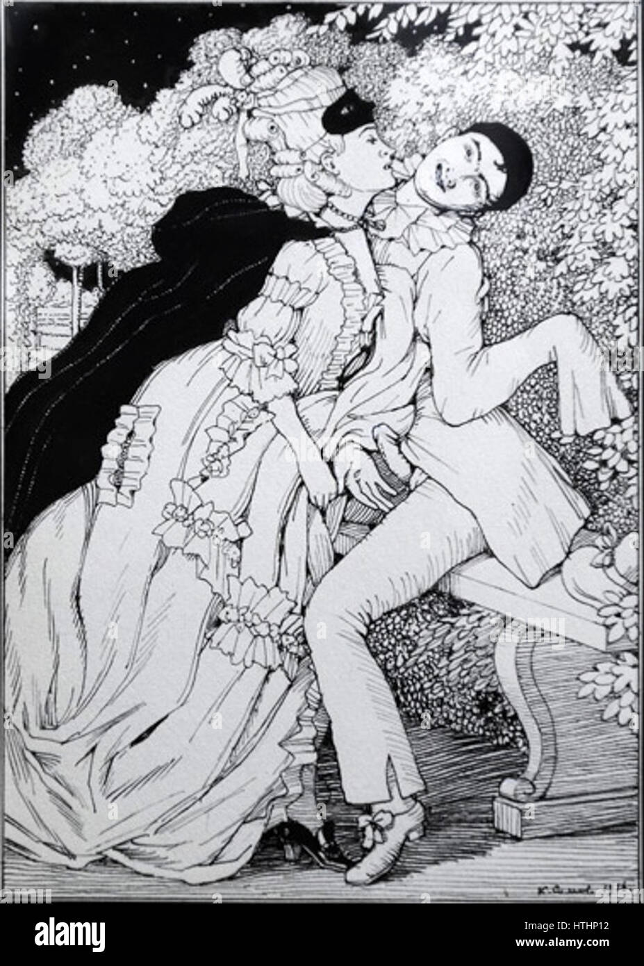 'Le livre de la Marquise 17' est une illustration de livre historique qui offre un aperçu de la vie aristocratique en France au XVIIe siècle. L'œuvre dépeint des éléments de la mode, des coutumes sociales et de la vie de cour pendant cette période. Banque D'Images