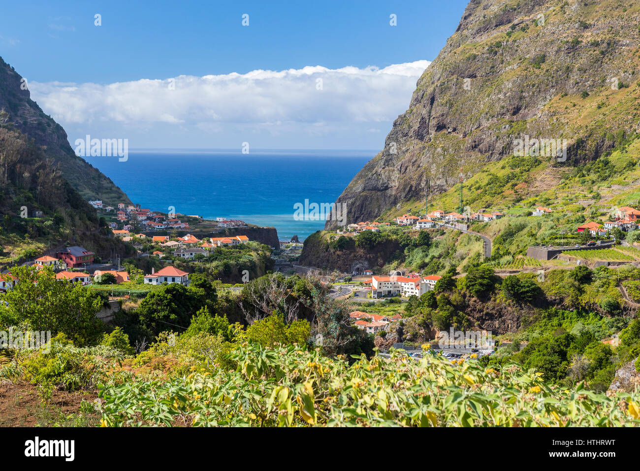 Paysage près de Sao Vicente, à Madère, au Portugal. Banque D'Images