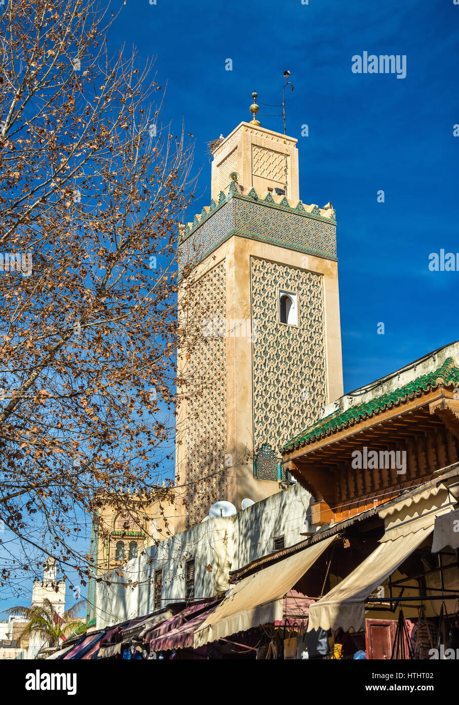 Minaret à Fes Jdid, l'une des trois parties de Fès - Maroc Banque D'Images