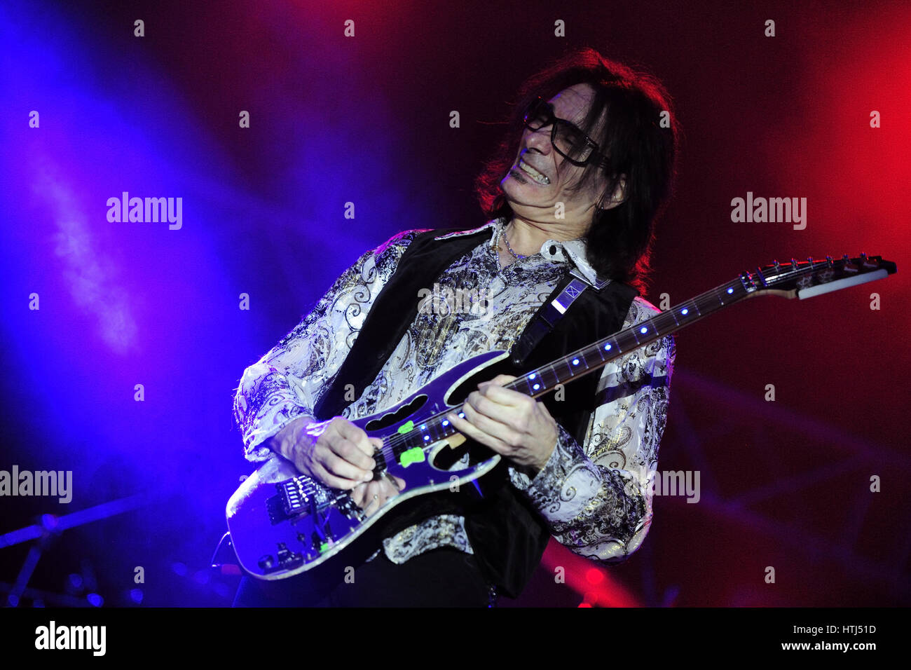 Guitariste américain, Steve Vai, Steve, Steven Siro Vai, Whitesnake (1989 – 1991), Alcatrazz, photo Kazimierz Jurewicz Banque D'Images