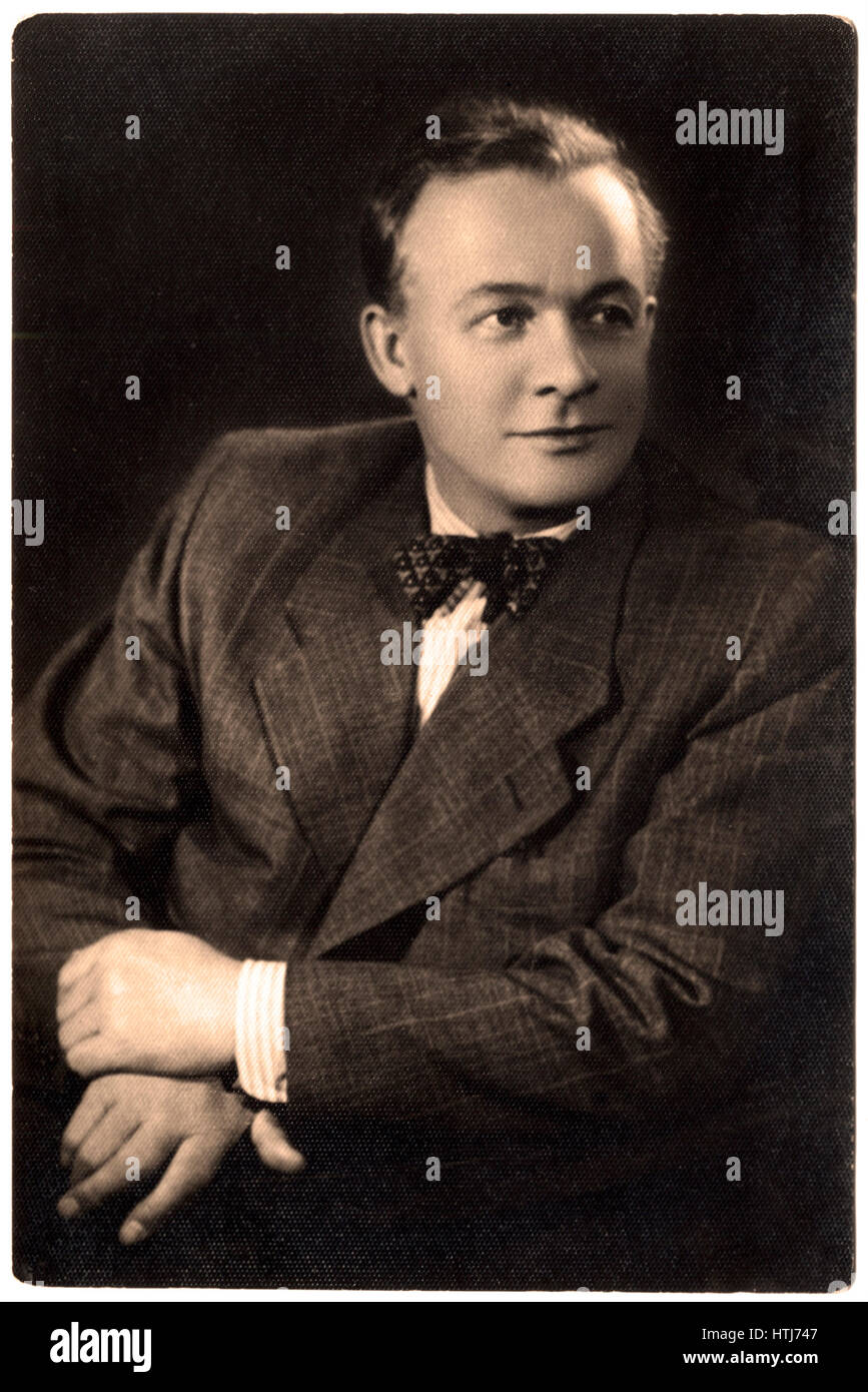 Vintage postcard.Sergei Lemeshev soviétique de Russie - chanteuse d'opéra et directeur d'opéra, et un professeur (1902- 1977). Artiste du peuple de l'URSS. Gagnant de th Banque D'Images