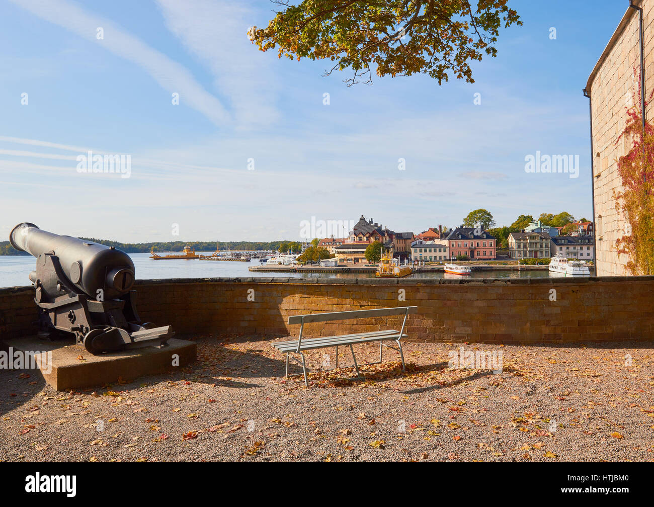 Ville de Vaxholm vu de Vaxholm Fortress, archipel de Stockholm, Suède, Scandinavie Banque D'Images