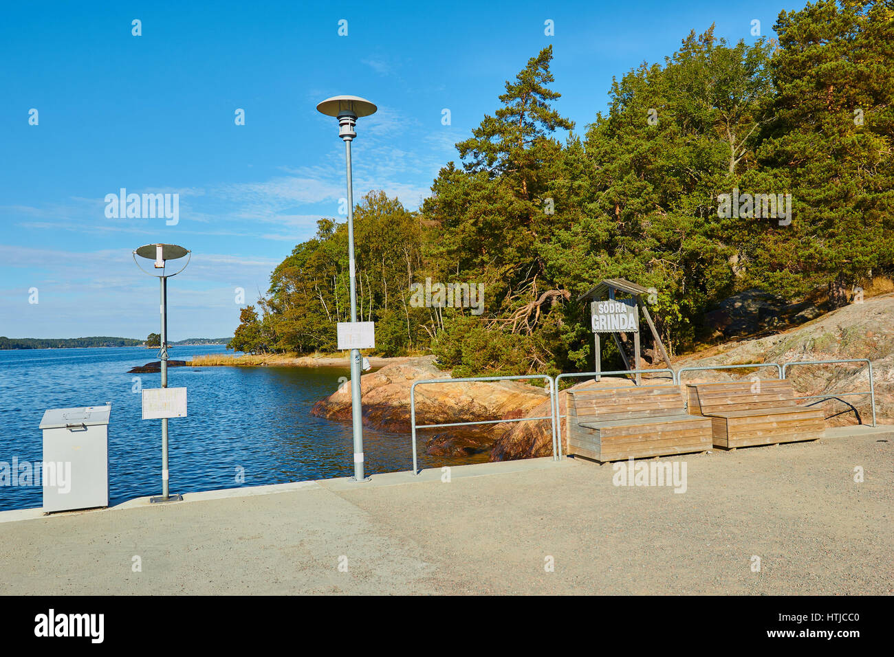 Sodra Grinda (pilier sud)'embarcadère sur l'île de Grinda, archipel de Stockholm, Suède, Scandinavie Banque D'Images