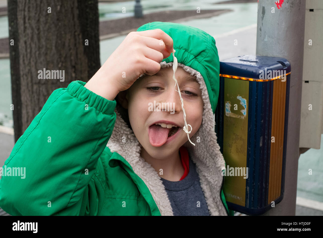 Sept ans avec bubble gum, Vienne, Autriche. Banque D'Images