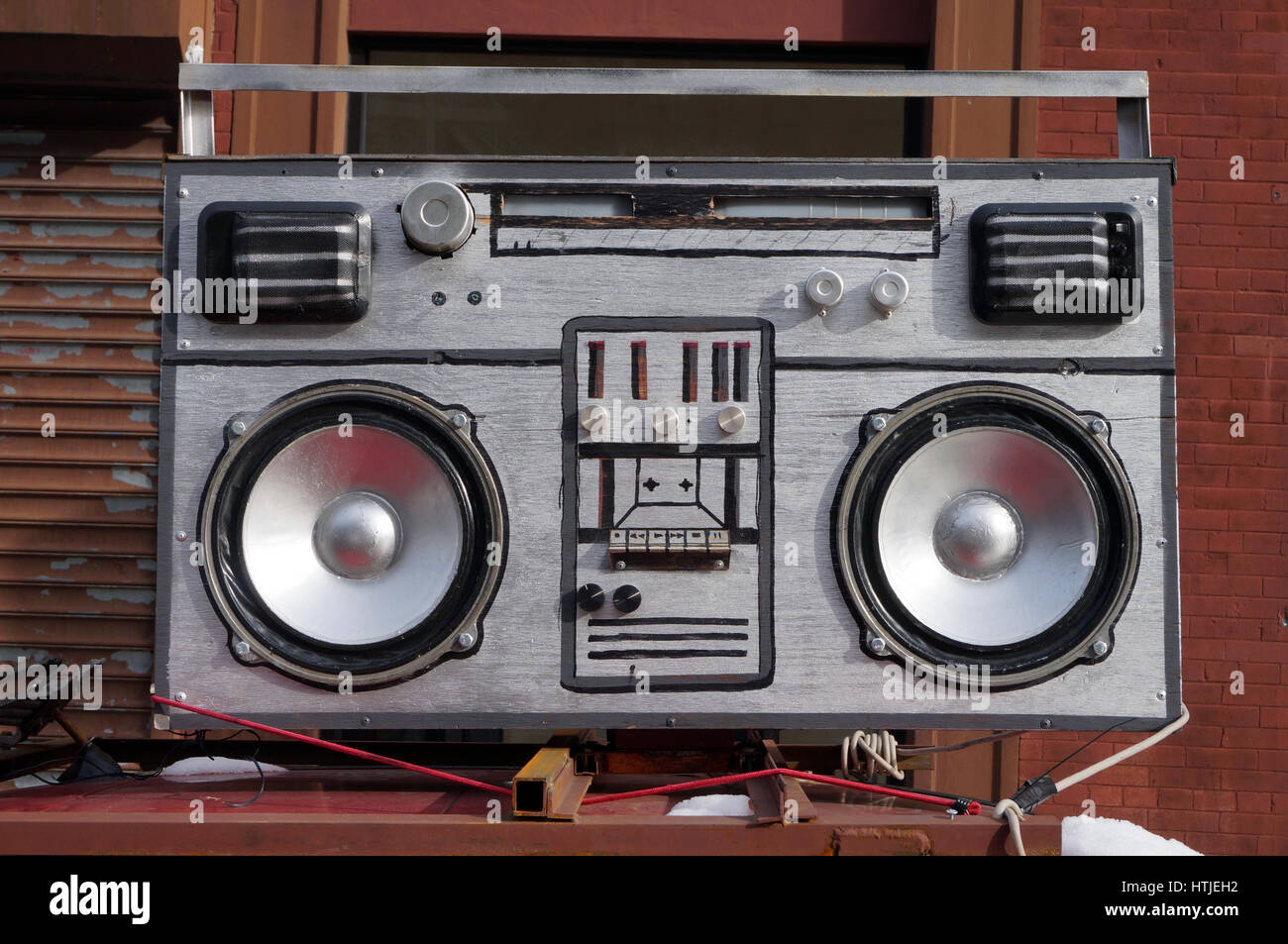 Grand Boom Box en bois Banque D'Images