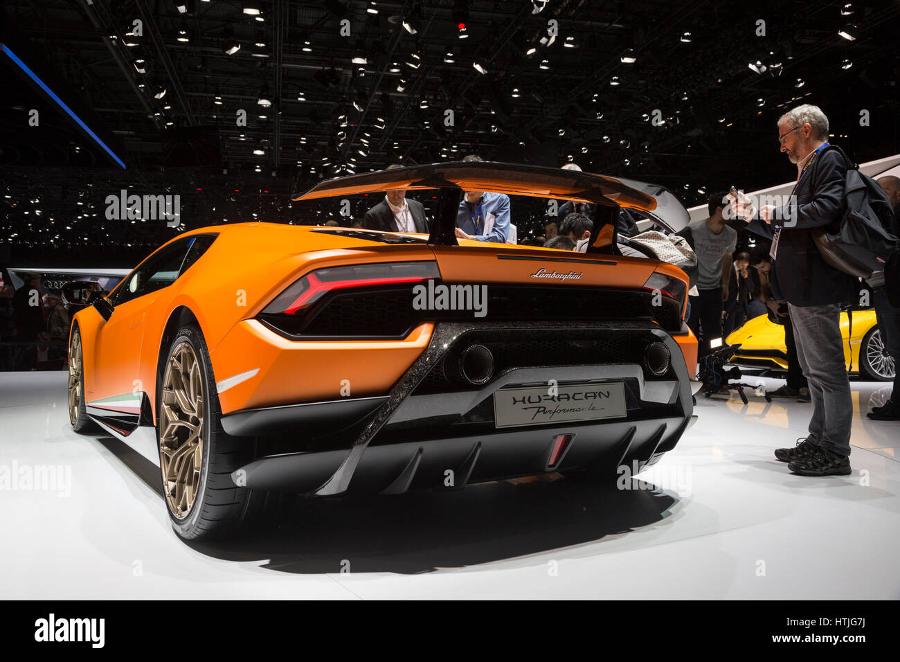 Ouragan Lamborghini performante au 87e Genève International Motor Show Banque D'Images