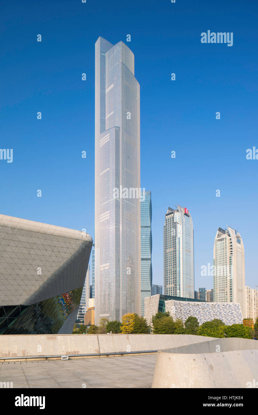 Centre de financement du FCT (7e plus grand bâtiment du monde en 2017 à 530m), Tianhe, Guangzhou, Guangdong, Chine Banque D'Images