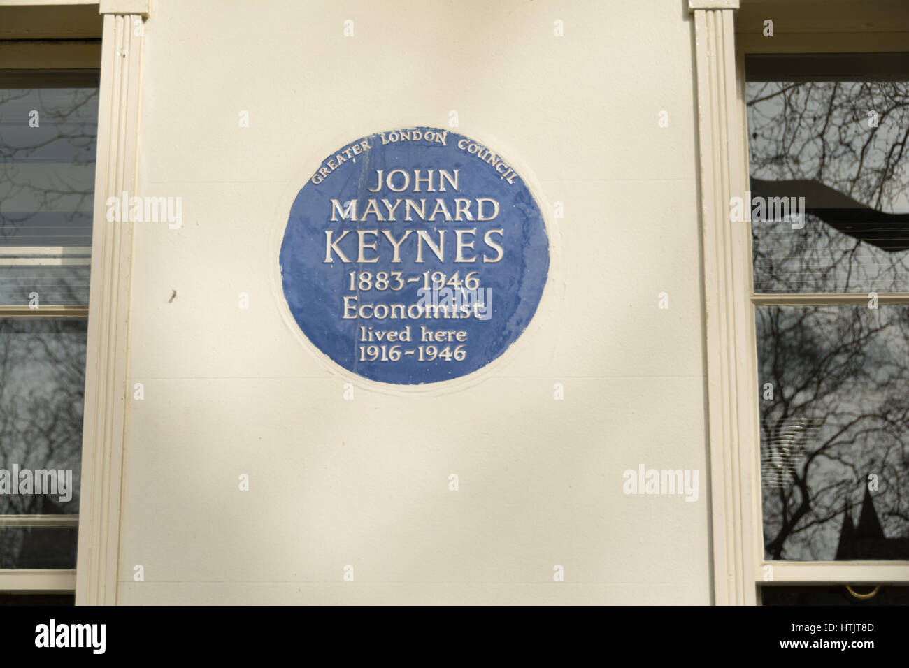 Blue plaque - John Maynard Keynes, 1883-1946, économiste, a vécu ici 1916-1946, 46 Gordon Square, Bloomsbury, Camden, WC1, UK Banque D'Images